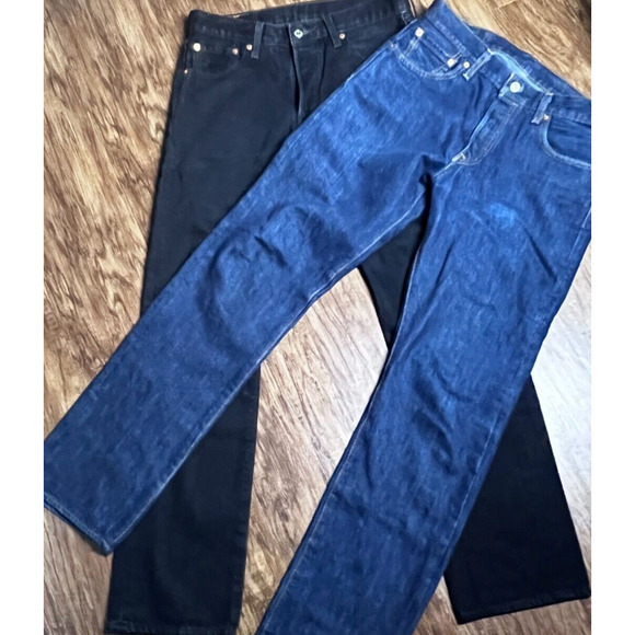 Levis 501 Jeans Men's 30 x 31 Dark Denim Wash Button Fly Straight Leg LOT/2 - Picture 16 of 16